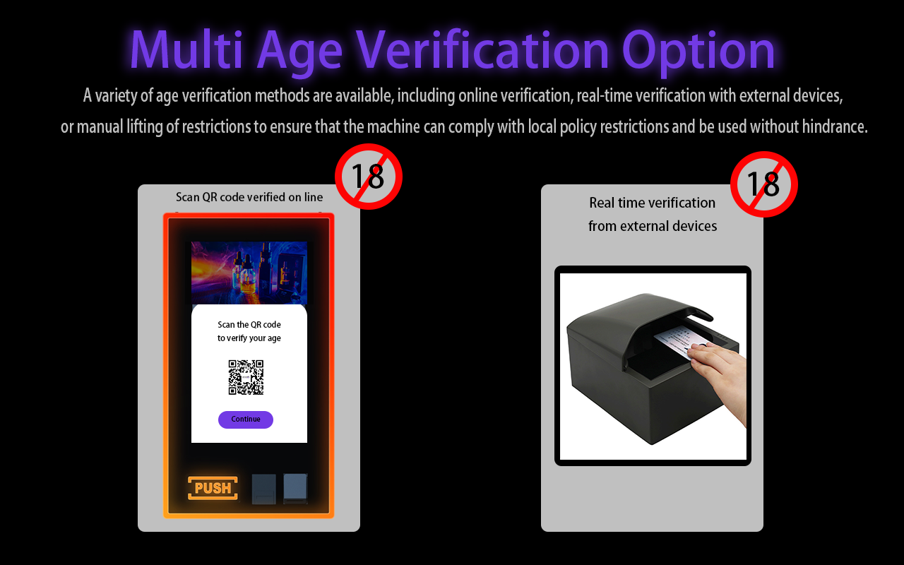 Wall & Tabletop Age Verification LED Vending Machine - ANNO 90 - Age Verification